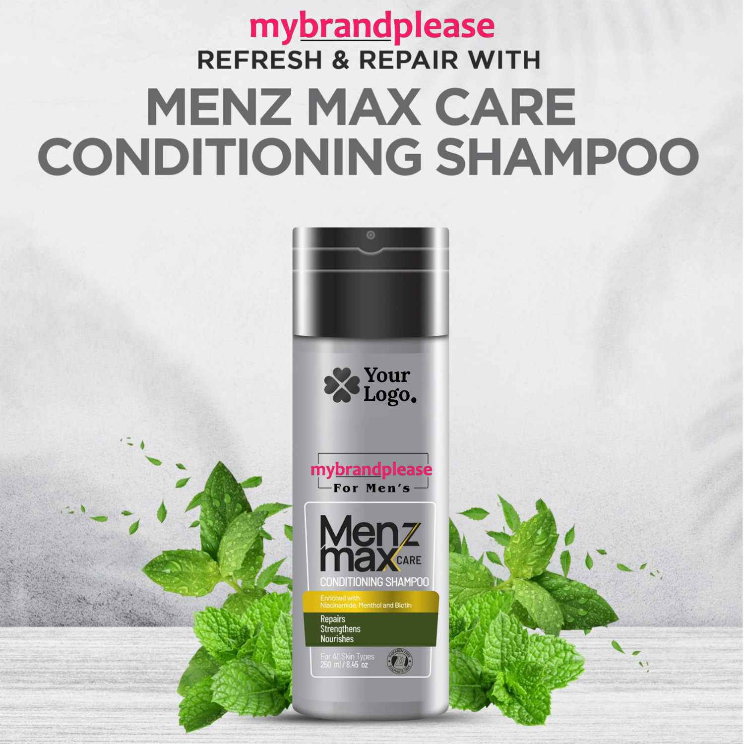 Conditioning Shampoo for Mens Enriched with Niacinamide, Menthol & Biotin