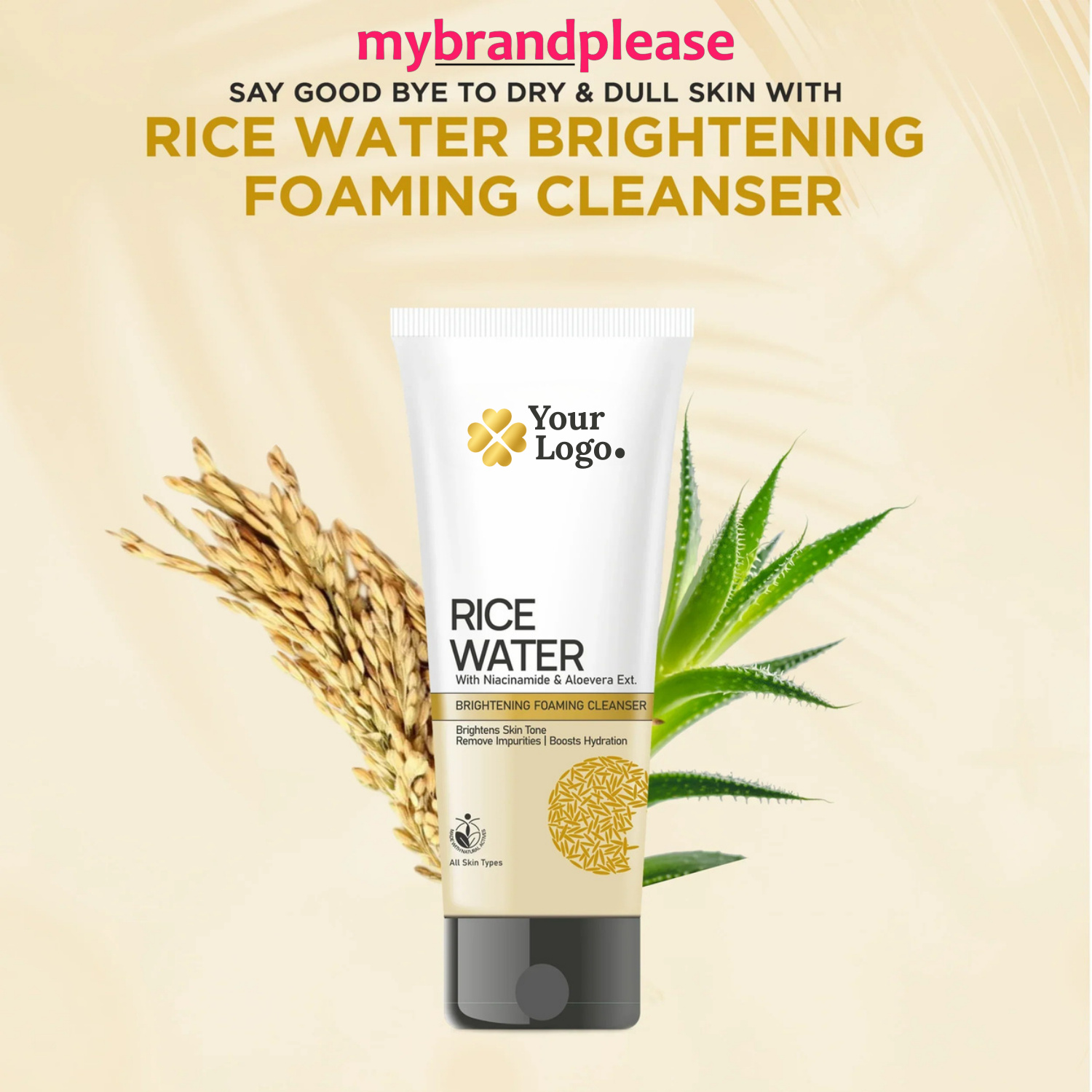 Rice Water Brightening Foaming Cleanser With Niacinamide & Aloevera Extract