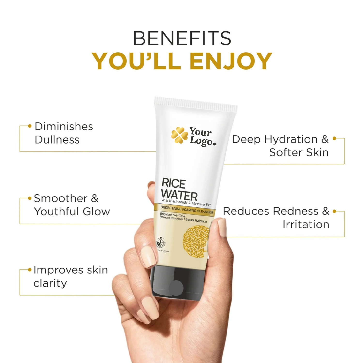 Rice Water Brightening Foaming Cleanser With Niacinamide & Aloevera Extract