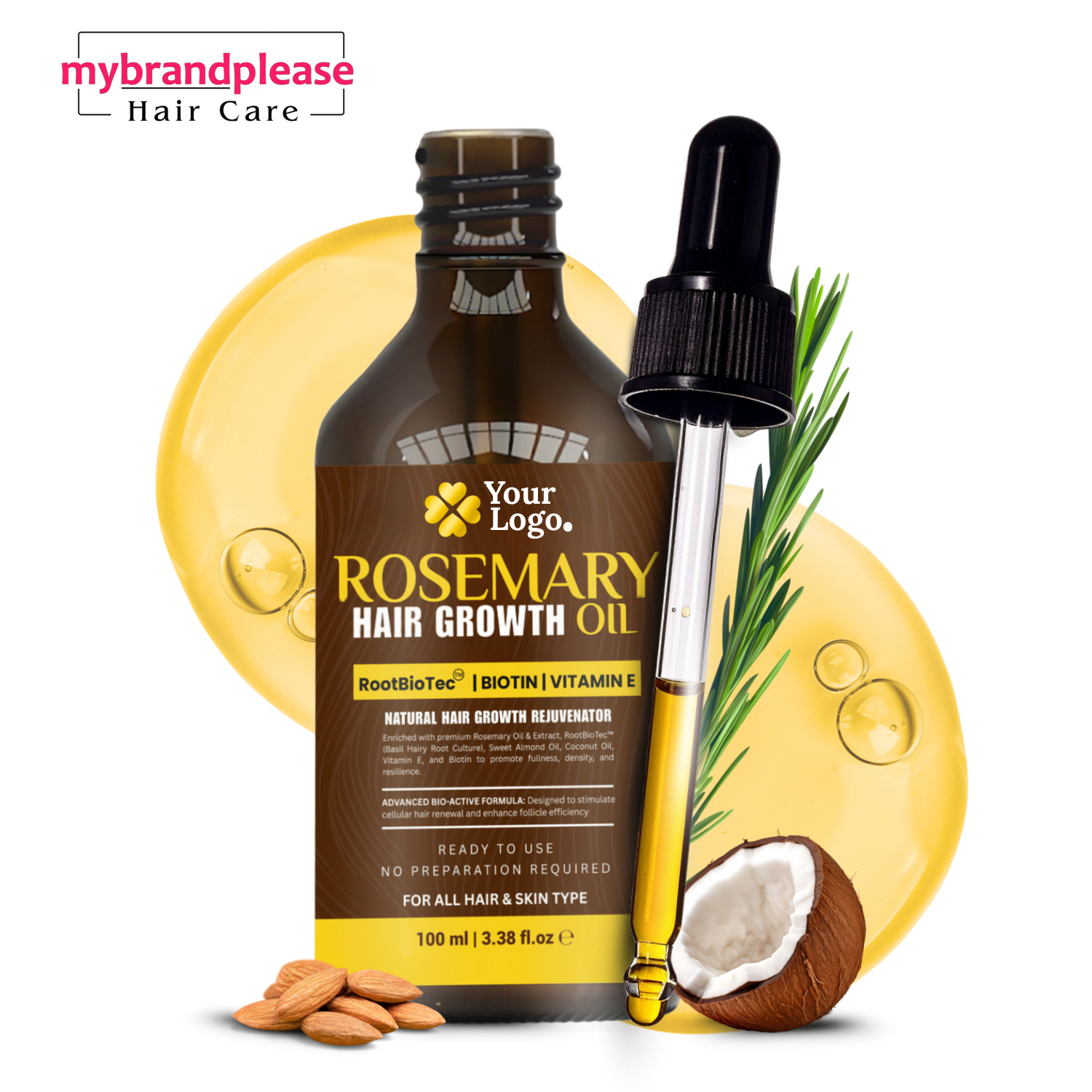 Rosemary Hair Growth Oil Enriched with RootBio Tec, Biotin & Vitamin E